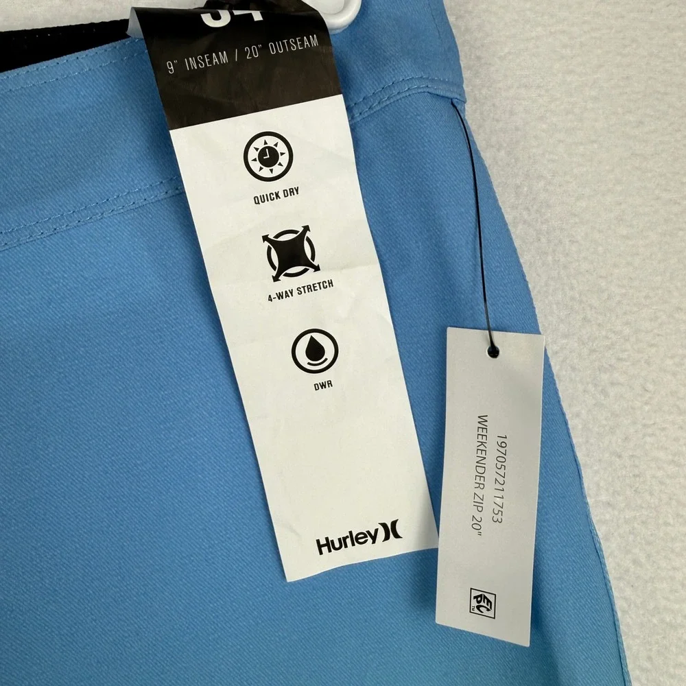 NWT Hurley Board Shorts Mens 34 Blue Green Ombre Weekender Zip Cargo MBS0012090